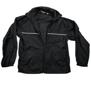 Eddie  Bauer Mens Windbreaker Jacket Small Black Outdoors Full Zip Mock Neck